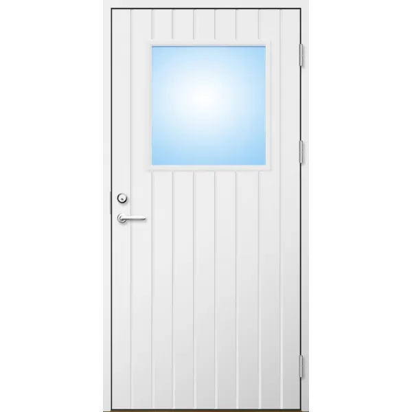 Förrådsdörr 18 graders HDF tät stående spårning med glas