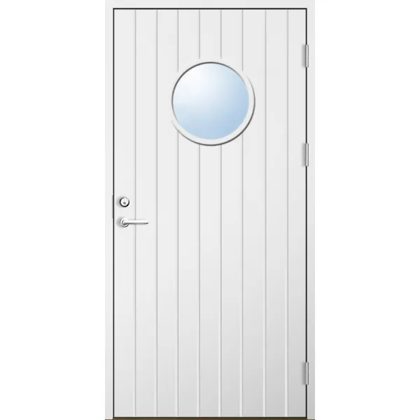 Förrådsdörr 18 graders HDF tät stående spårning med runt glas