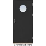 Förrådsdörr 18 graders slät med runt glas