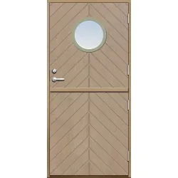 Förrådsdörr 18 graders halvdörr fiskben spårning runt glas