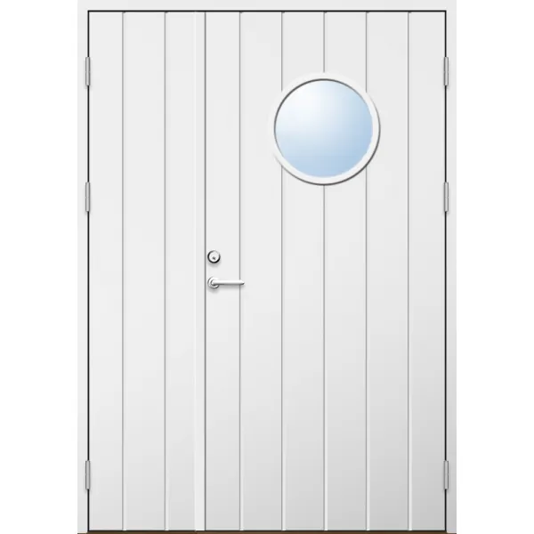 Parytterdörr 21 graders HDF bred stående spårning med runt glas