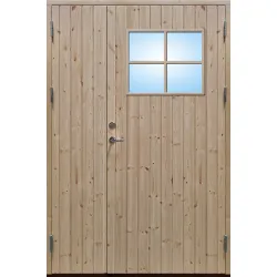 Parytterdörr stående panel med glas och spröjs