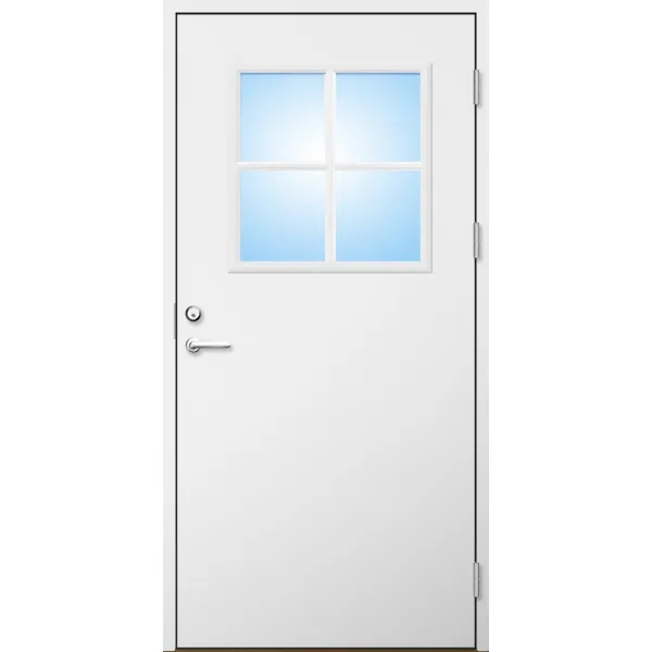 Ytterdörr 21 graders HDF slät med glas och spröjs