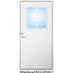 Ytterdörr 21 graders HDF slät med glas och spröjs