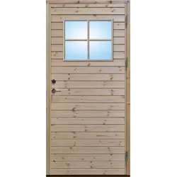 Ytterdörr liggande panel med glas och spröjs